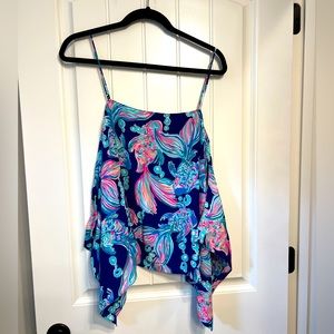 NWOT Lilly Pulitzer Kimi Silk Top in Going Coastal True Blue size Medium